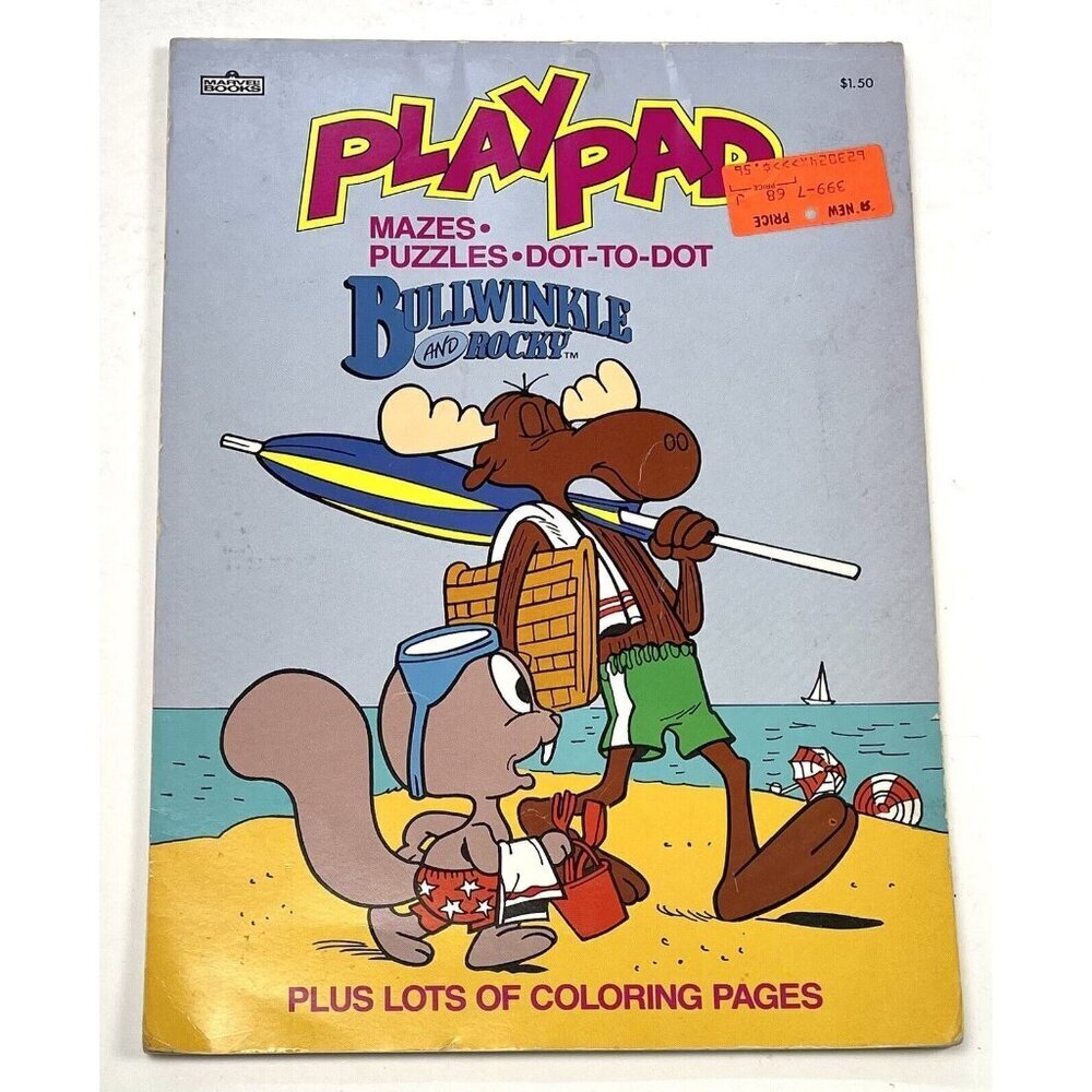 VTG Bullwinkle and Rocky PLAY PAD (1988, Marvel Books, Paperback) *Mostly Unused